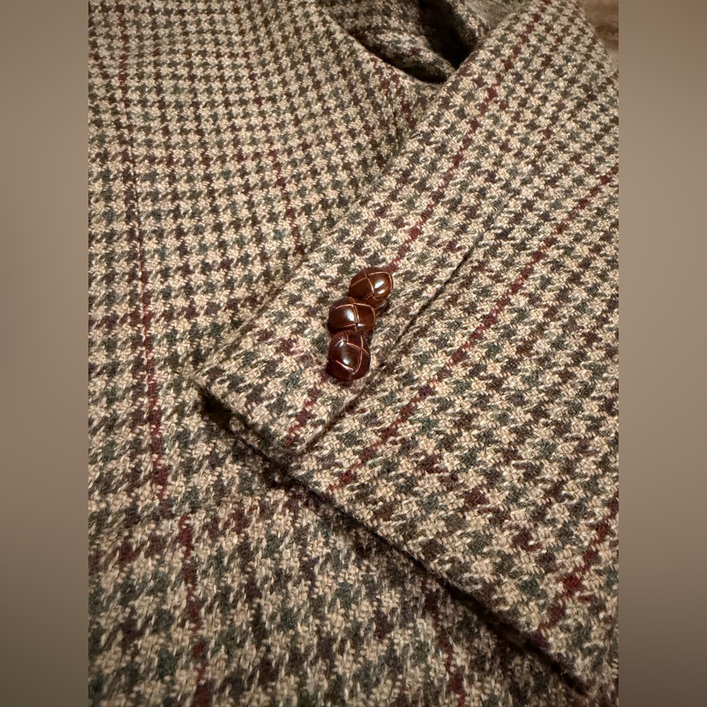 L.L. Bean Wool Blazer Jacket Womens 8 Houndstooth Plaid Vintage USA Tweed Coat - Picture 8 of 10